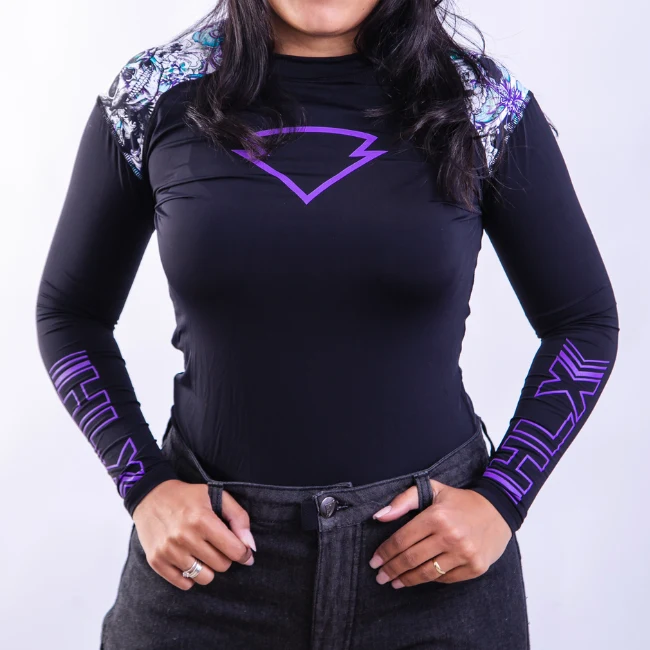 Blusa Segunda Pele Feminina Caveira Lilás da HLX