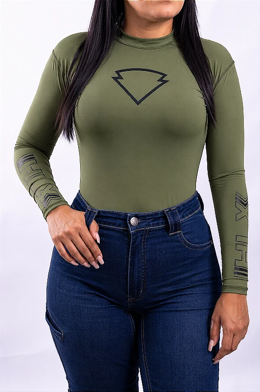 Blusa Segunda Pele Verde Oliva Feminina da HLX