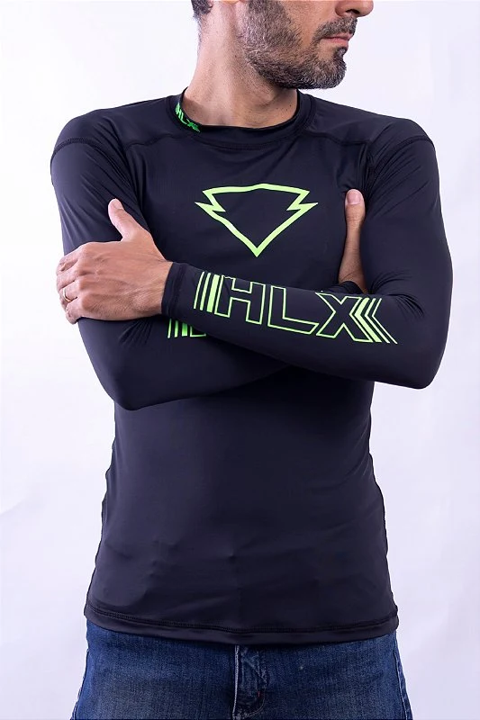 Blusa Segunda Pele - Preta e Verde Flúor da HLX