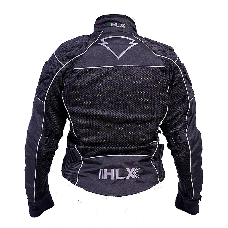 A jaqueta vista de trás, com o logo HLX