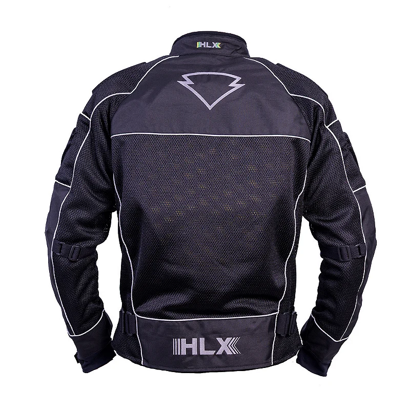 A jaqueta vista de trás, com o logo HLX